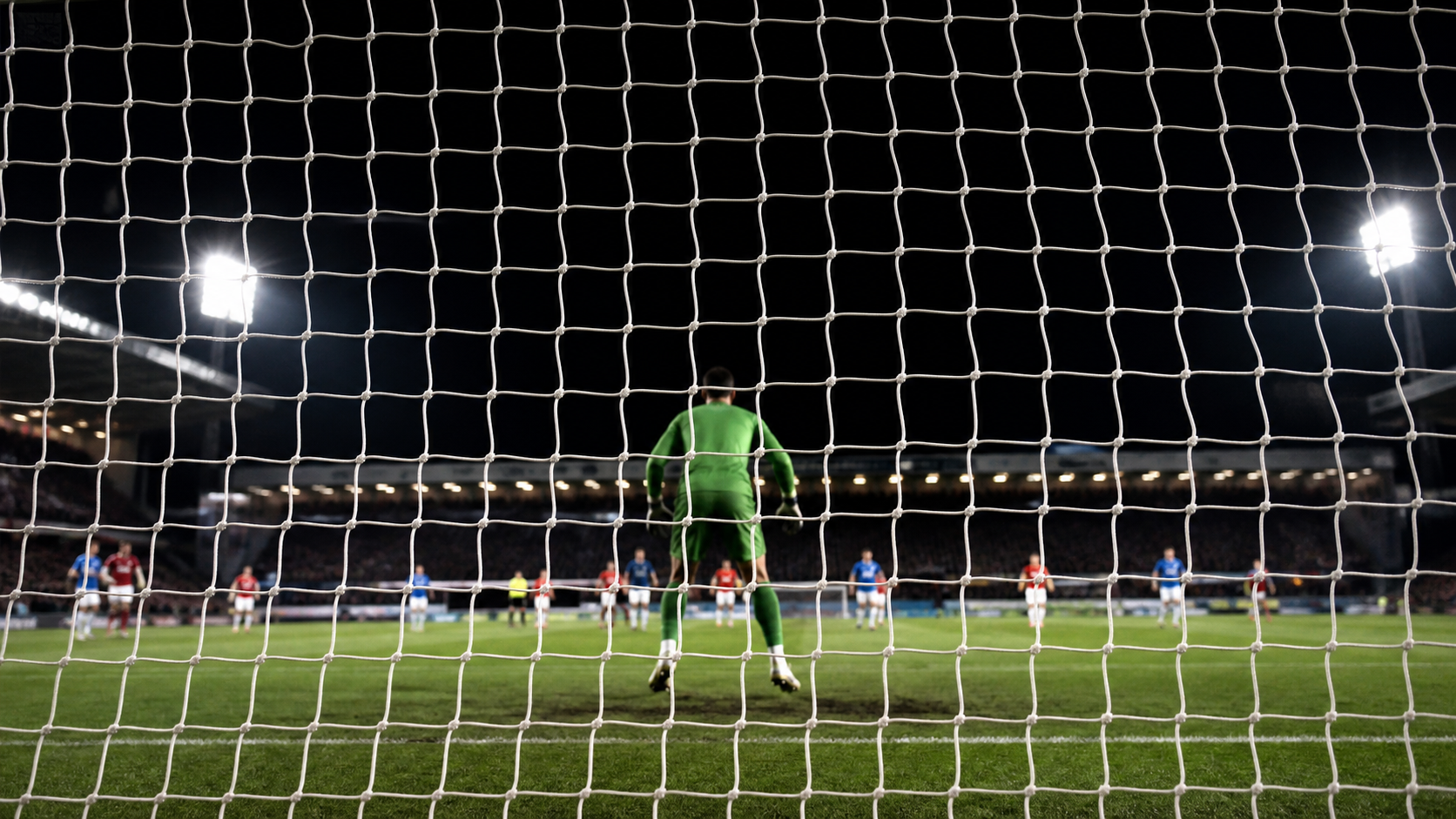 Kale filesinin içinden futbol maçı